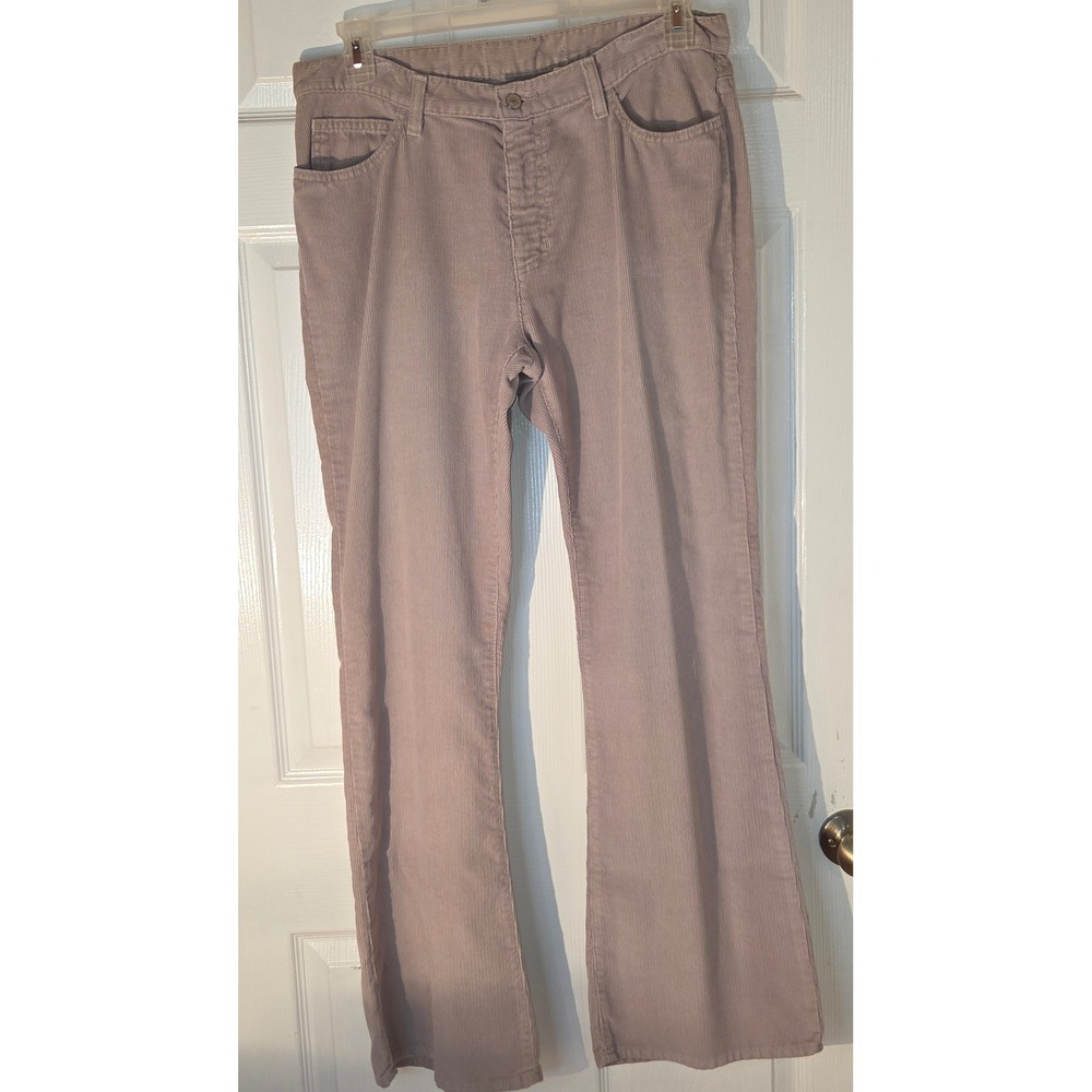 Vintage Low Rise Flare Corduroy Pants Mauve Taupe Size 14 REG Y2K Retro